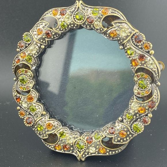 Beautiful Embellished Crystal Rhinestone Round Picture Frame Home Decor Gift - Picture 8 of 9